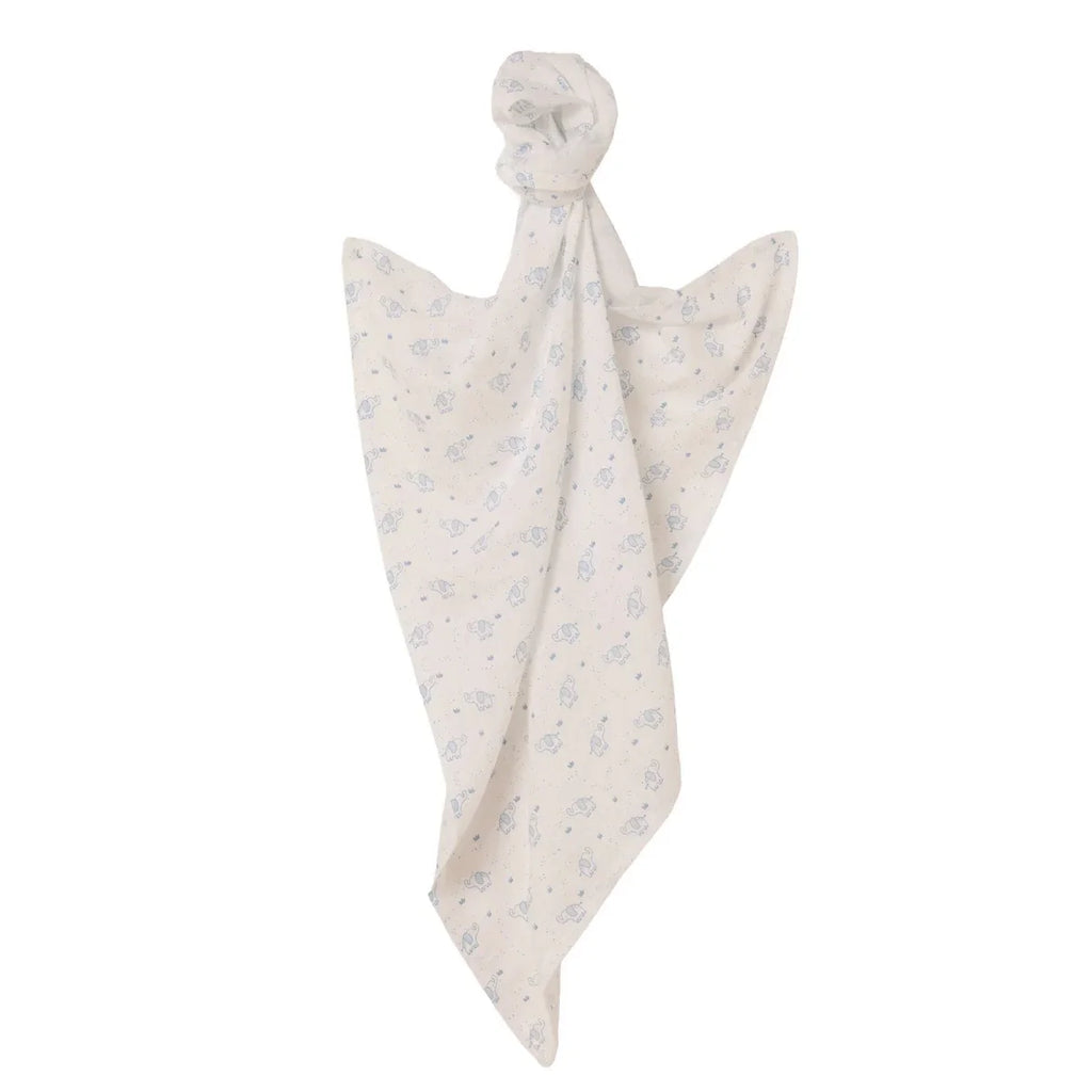Little Dreams Elephant Print Muslin Baby Blanket (100 x 110 cm) - White