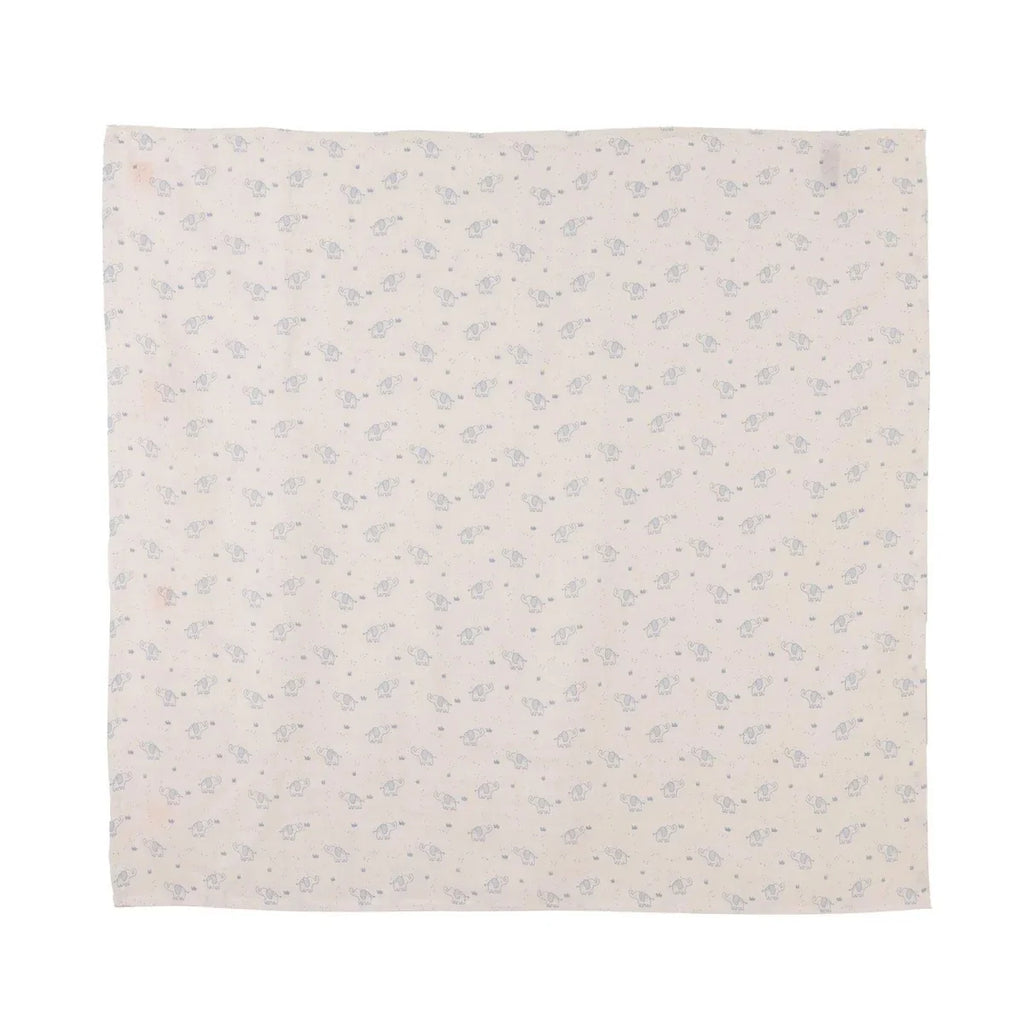 Little Dreams Elephant Print Muslin Baby Blanket (100 x 110 cm) - White