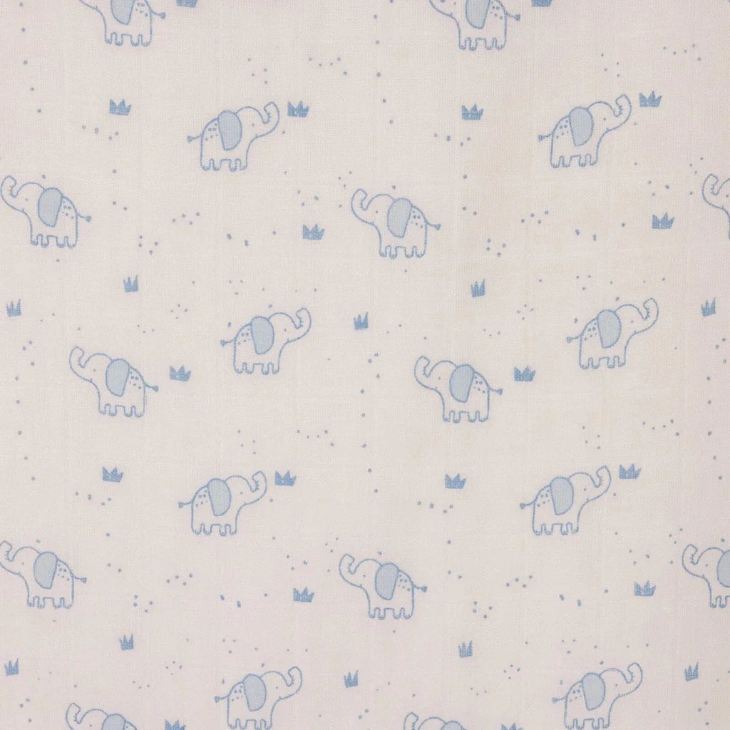 Little Dreams Elephant Print Muslin Baby Blanket (100 x 110 cm) - White
