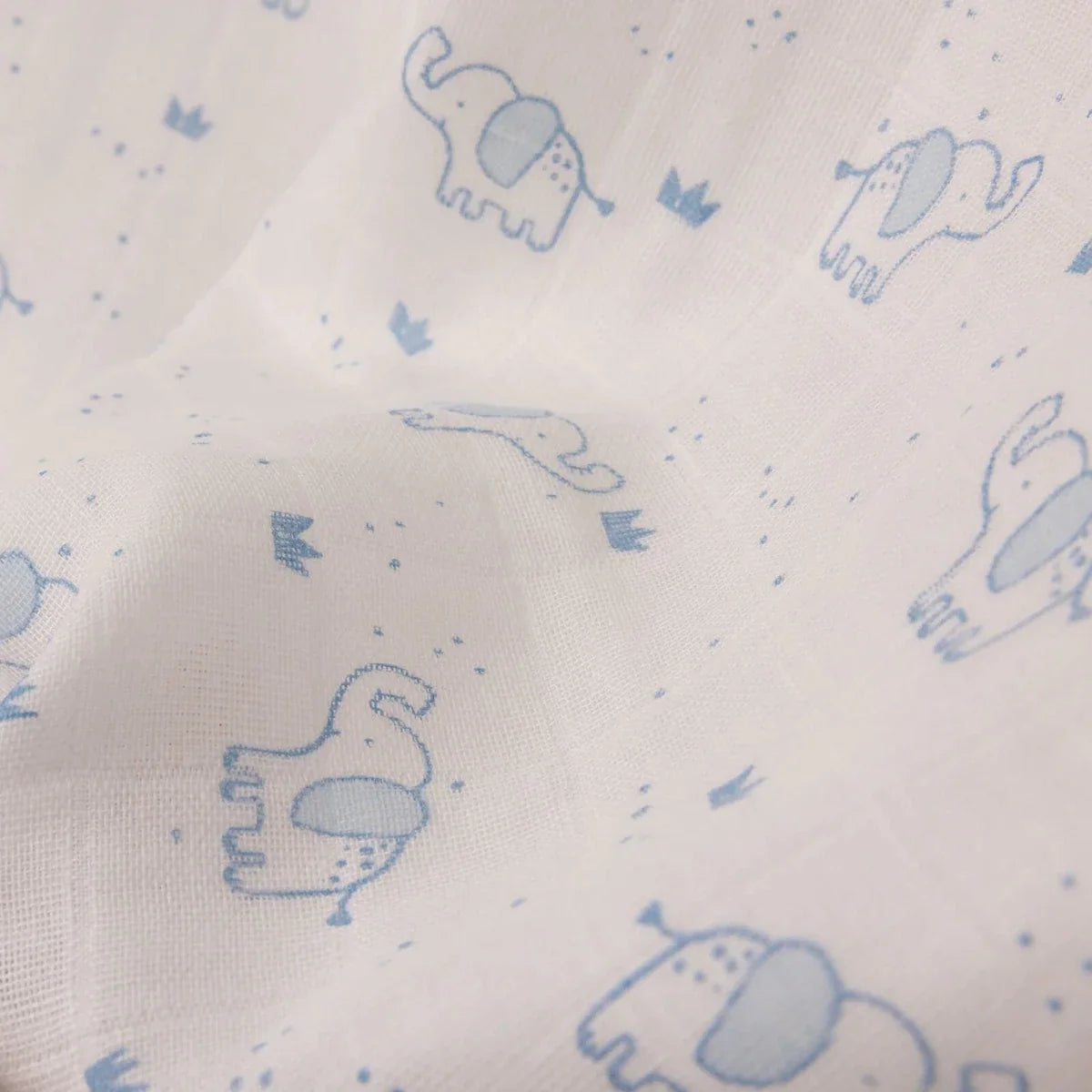 Little Dreams Elephant Print Muslin Baby Blanket (100 x 110 cm) - White