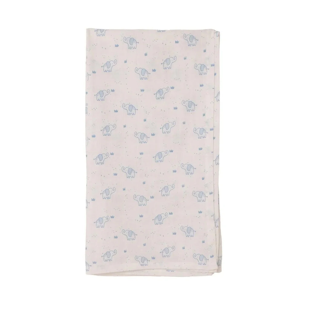 Little Dreams Elephant Print Muslin Baby Blanket (100 x 110 cm) - White