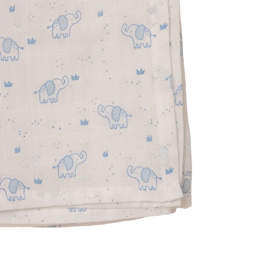 Little Dreams Elephant Print Muslin Baby Blanket (100 x 110 cm) - White