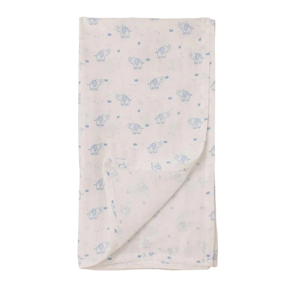 Little Dreams Elephant Print Muslin Baby Blanket (100 x 110 cm) - White