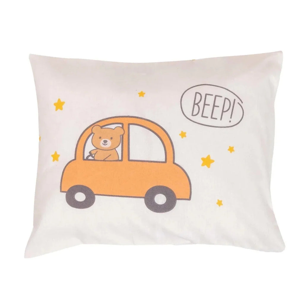 Little Dreams Vehicle Print Baby Pillowcase (35 x 45 cm) - Ecru Printed