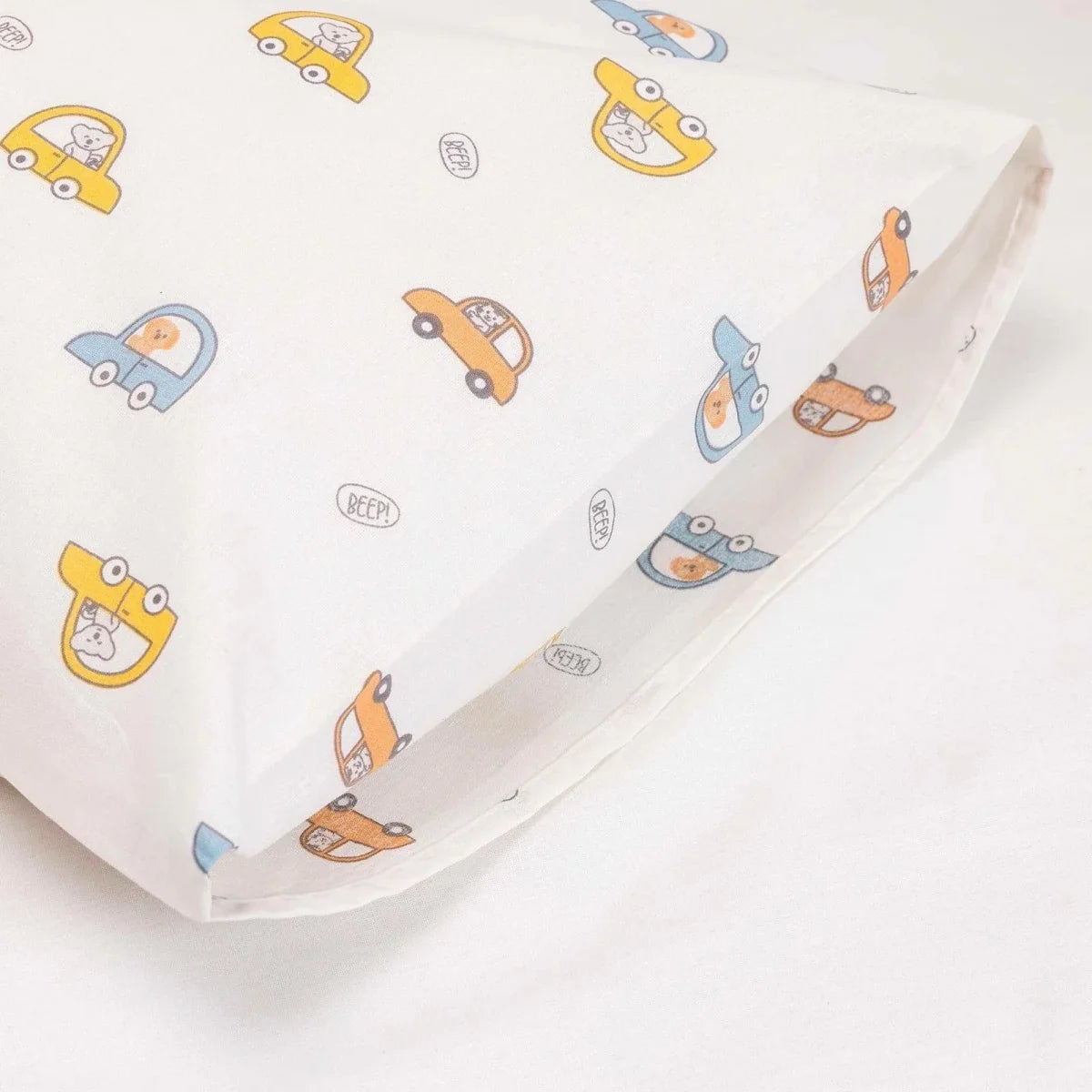 Little Dreams Vehicle Print Baby Pillowcase (35 x 45 cm) - Ecru Printed