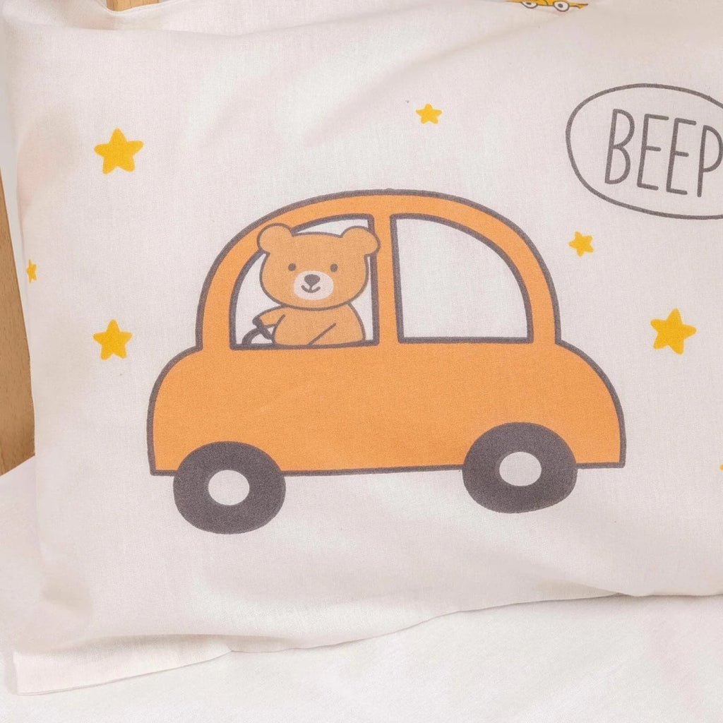 Little Dreams Vehicle Print Baby Pillowcase (35 x 45 cm) - Ecru Printed