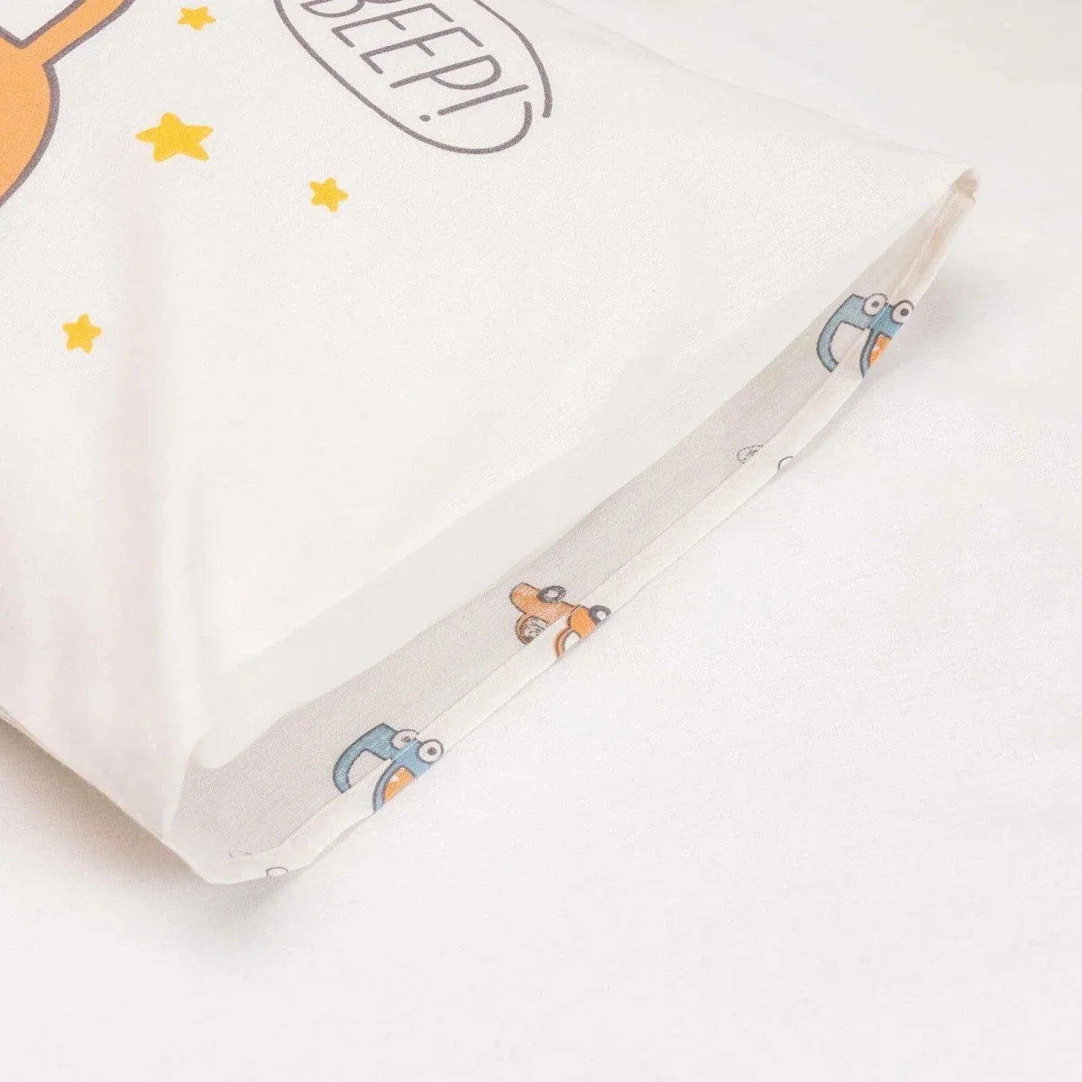 Little Dreams Vehicle Print Baby Pillowcase (35 x 45 cm) - Ecru Printed