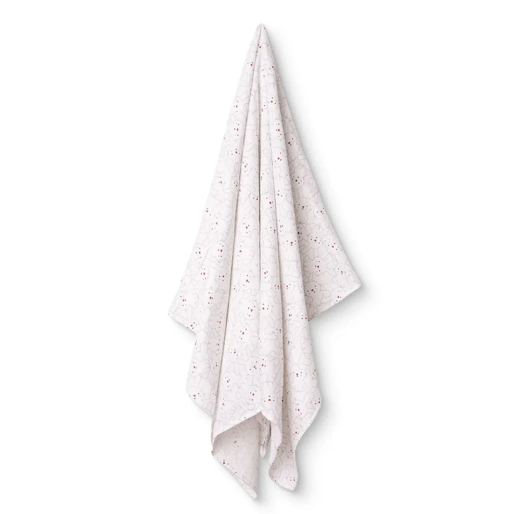 Little Dreams Bunny Print Muslin Baby Blanket (100 x 110 cm) - White