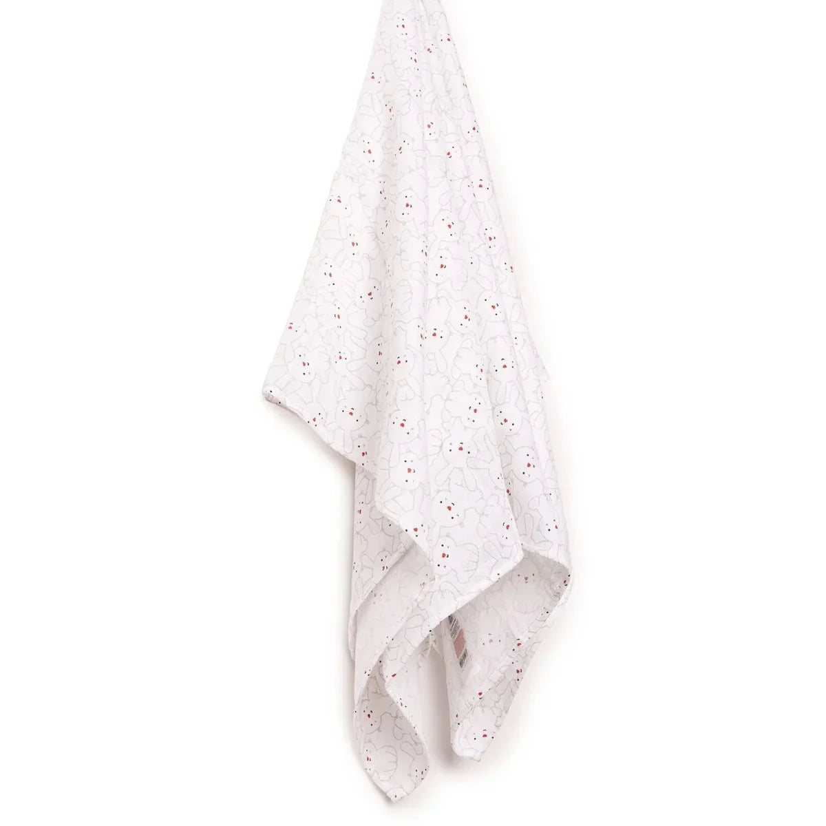 Little Dreams Bunny Print Muslin Baby Blanket (100 x 110 cm) - White