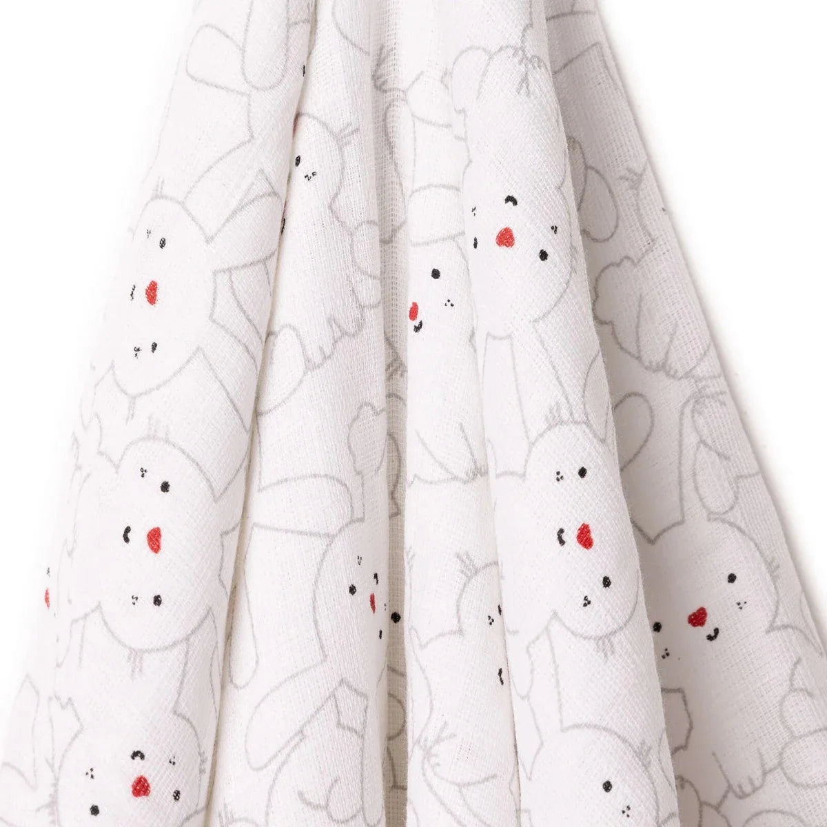 Little Dreams Bunny Print Muslin Baby Blanket (100 x 110 cm) - White