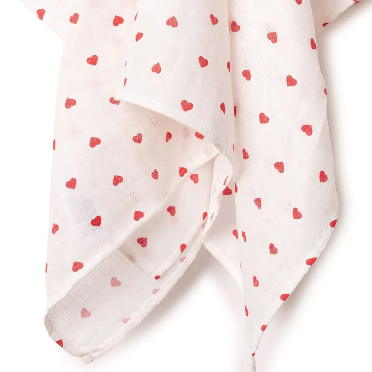 Little Dreams Heart Print Muslin Baby Blanket (100 x 110 cm) - Red Printed
