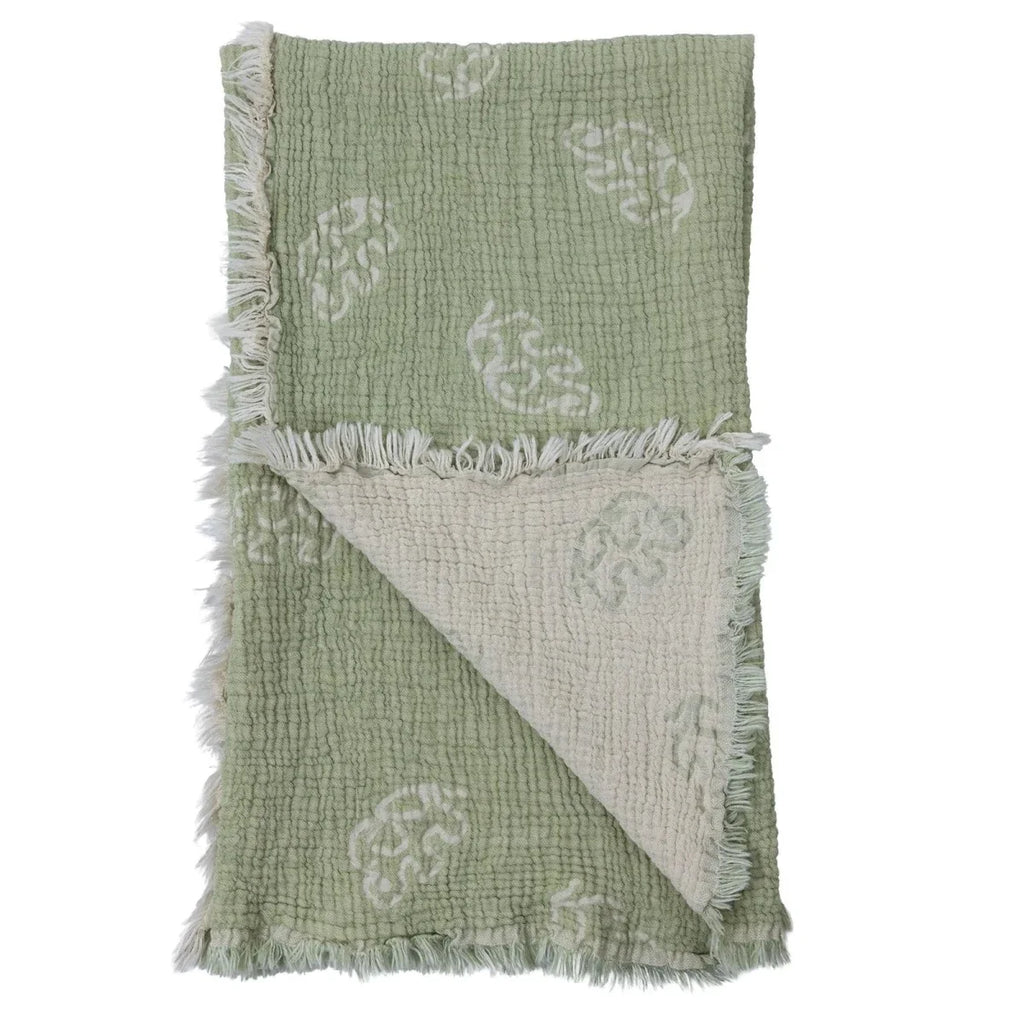Mollia Vehicle Print Muslin Baby Blanket (80 x 100 cm) - Green