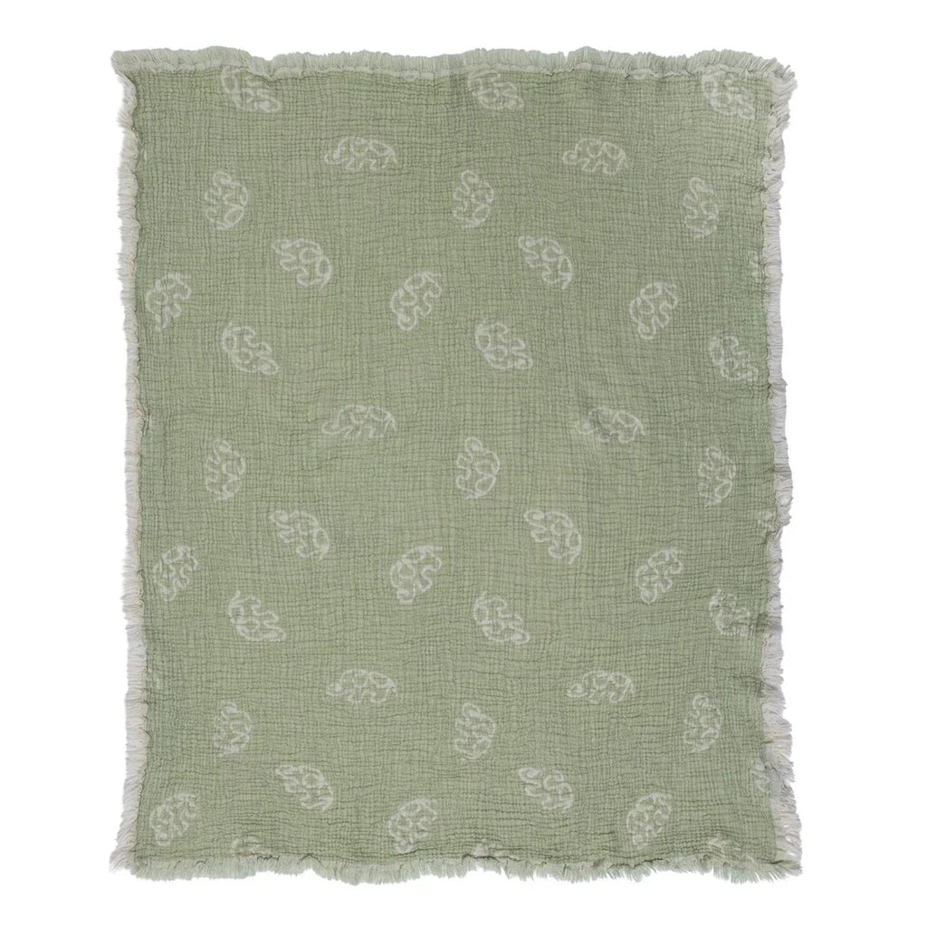 Mollia Vehicle Print Muslin Baby Blanket (80 x 100 cm) - Green