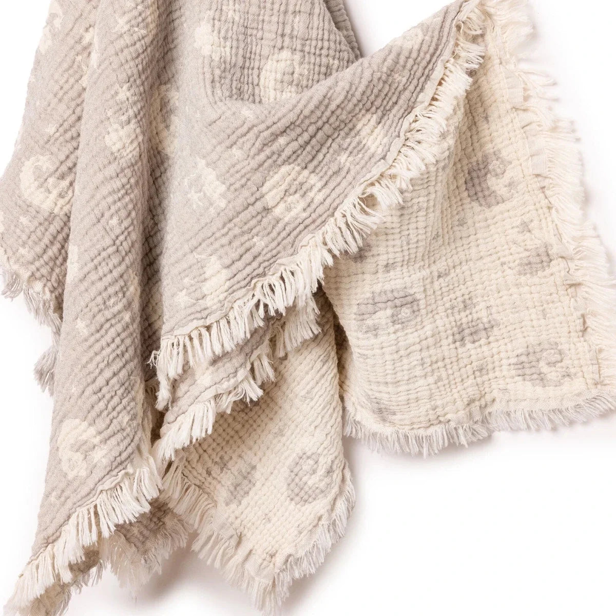Mollia Moon & Star Print Muslin Baby Blanket (80 x 100 cm) - Grey