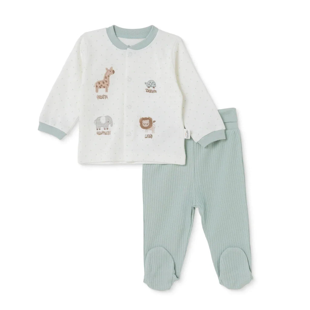 Bebetto Animal Print Baby Cardigan & Footed Leggings (Newborn to 6-9 Months) - Multicolour