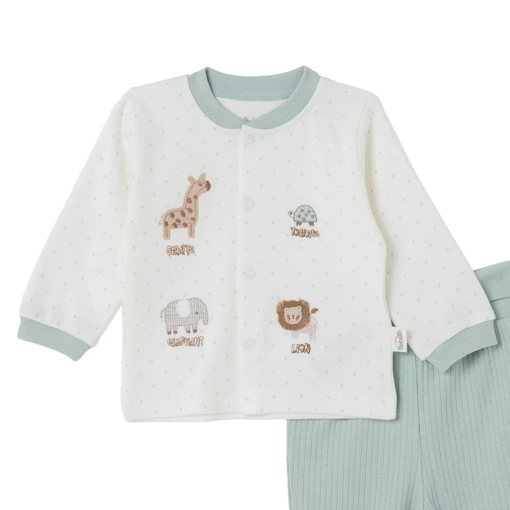 Bebetto Animal Print Baby Cardigan & Footed Leggings (Newborn to 6-9 Months) - Multicolour