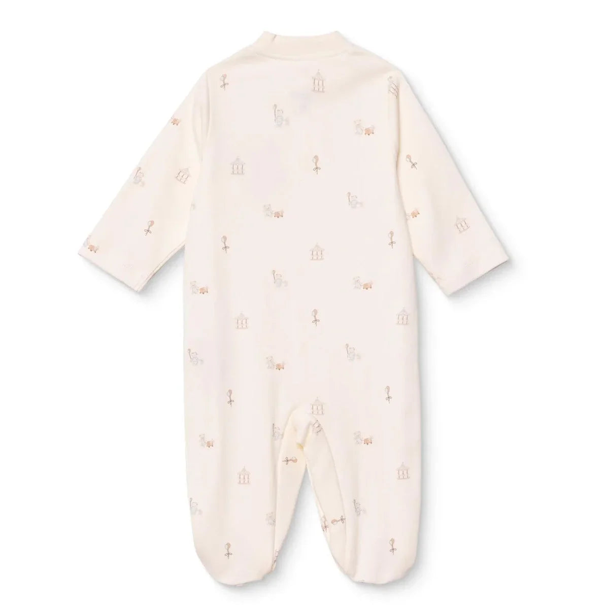 Bebetto Embroidered Animal Print Footed Baby Sleepsuit (Newborn to 6-9 Months) - Ecru