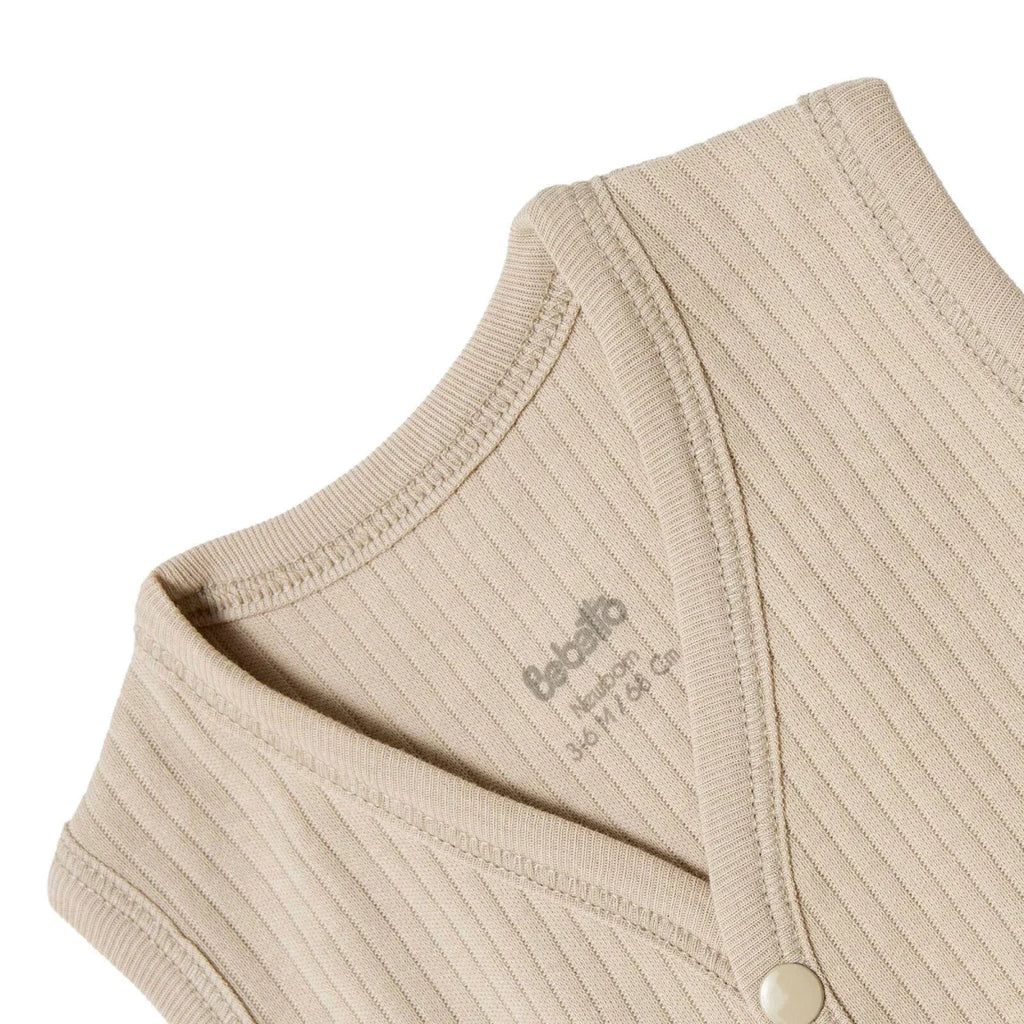 Bebetto Buttoned Pocket V Neck Animal Print Baby Gilet (1-3 Months to 12 Months) - Beige