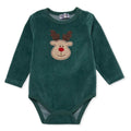 HelloBaby Reindeer Long Sleeve Velour Baby Bodysuit (1-3 Months to 2-3 Years) - Green
