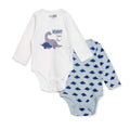 HelloBaby 2 Pack "Mummy Loves You" Slogan Long Sleeve Baby Bodysuits (1-3 Months to 2-3 Years) - Blue