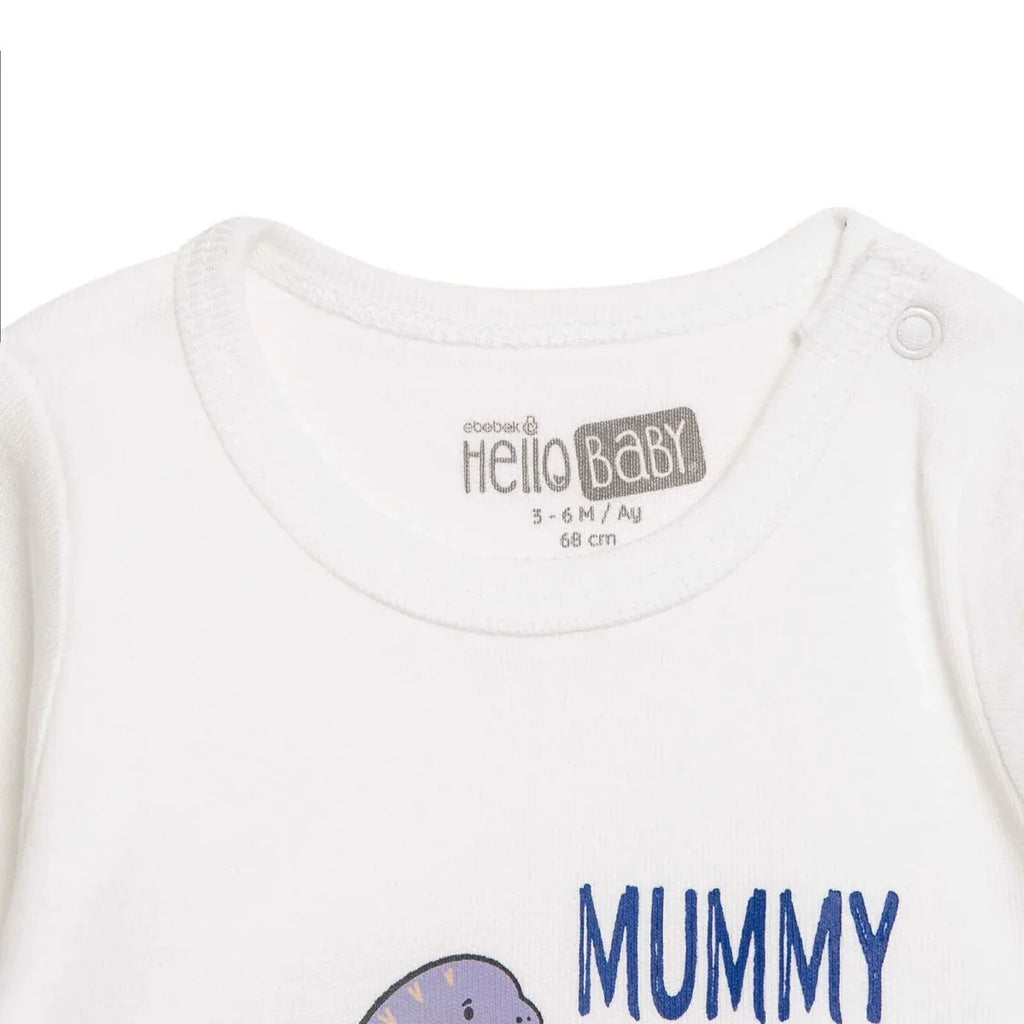 HelloBaby 2 Pack "Mummy Loves You" Slogan Long Sleeve Baby Bodysuits (1-3 Months to 2-3 Years) - Blue