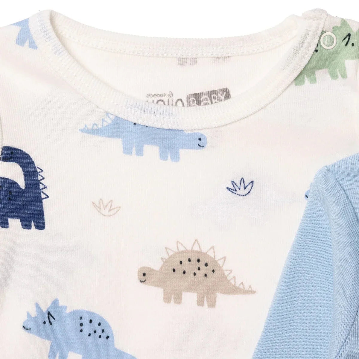 HelloBaby 2 Pack Dinosaur Print Long Sleeve Baby Bodysuits (1-3 Months to 2-3 Years) - Light Blue