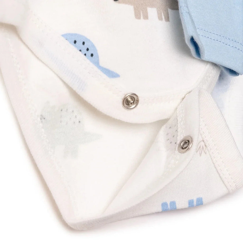 HelloBaby 2 Pack Dinosaur Print Long Sleeve Baby Bodysuits (1-3 Months to 2-3 Years) - Light Blue