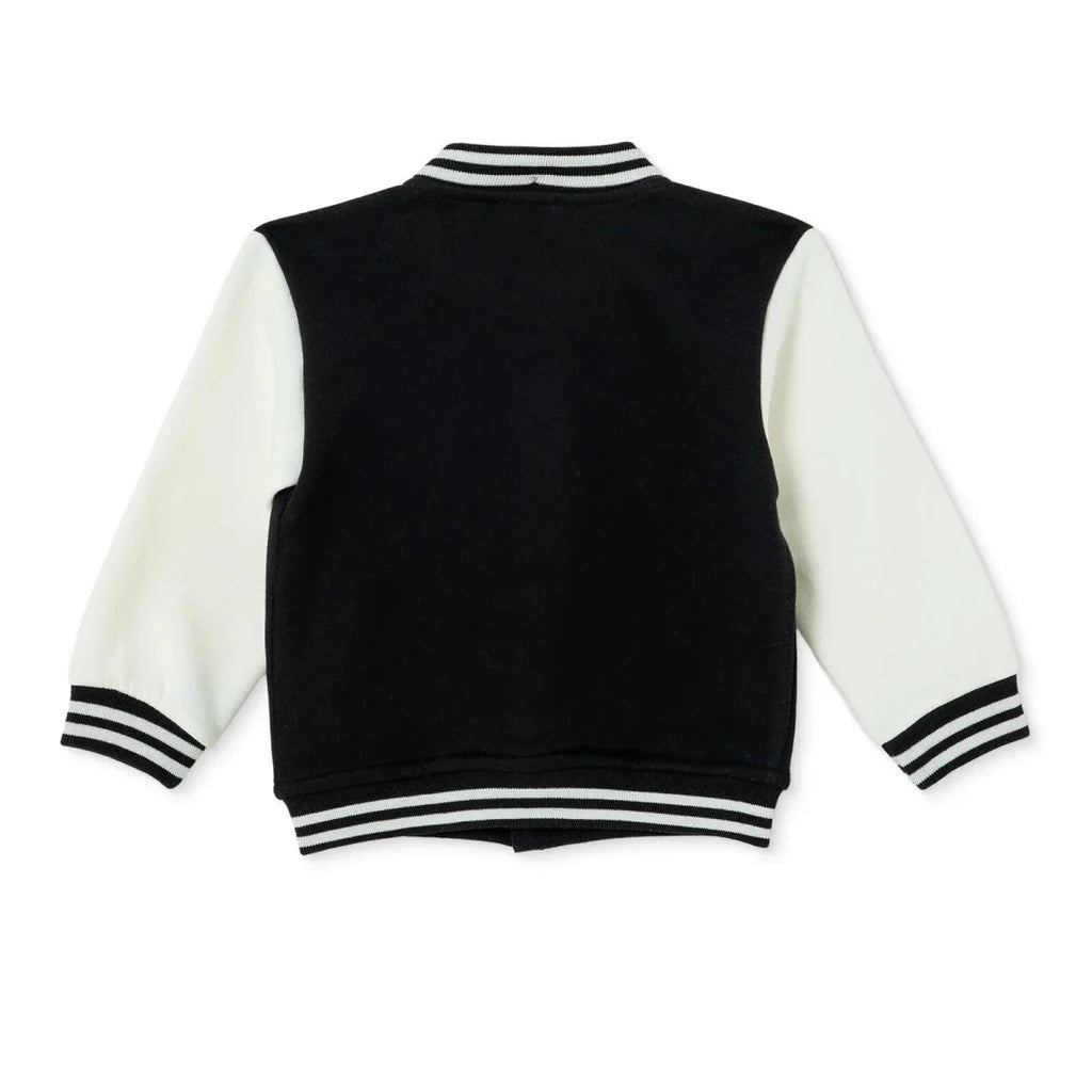 HelloBaby Bear Print Varsity Baby Jacket (6-9 Months to 4-5 Years) - Black