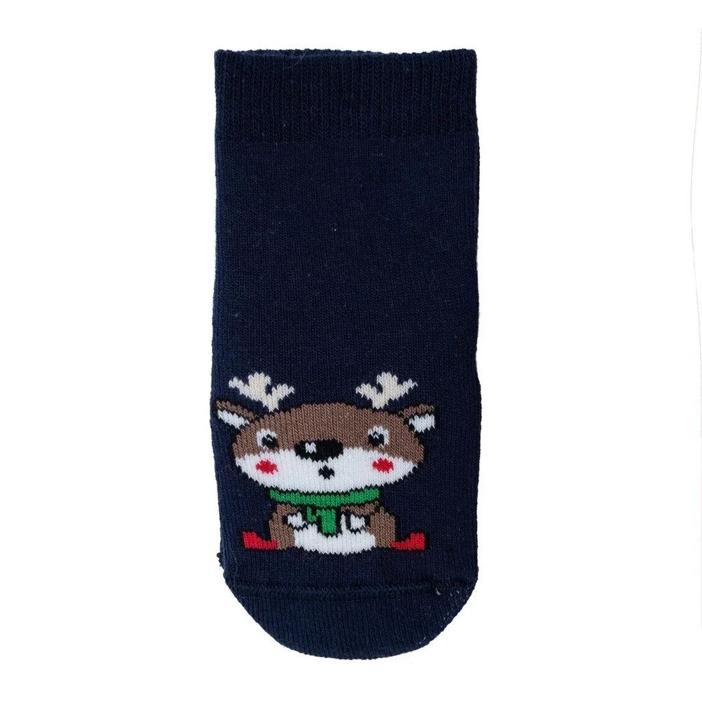 HelloBaby 3 Pack Reindeer Print Towelling Baby Socks (Newborn to 2-3 Years) - Red