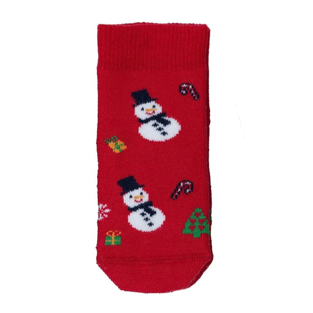 HelloBaby 3 Pack Reindeer Print Towelling Baby Socks (Newborn to 2-3 Years) - Red