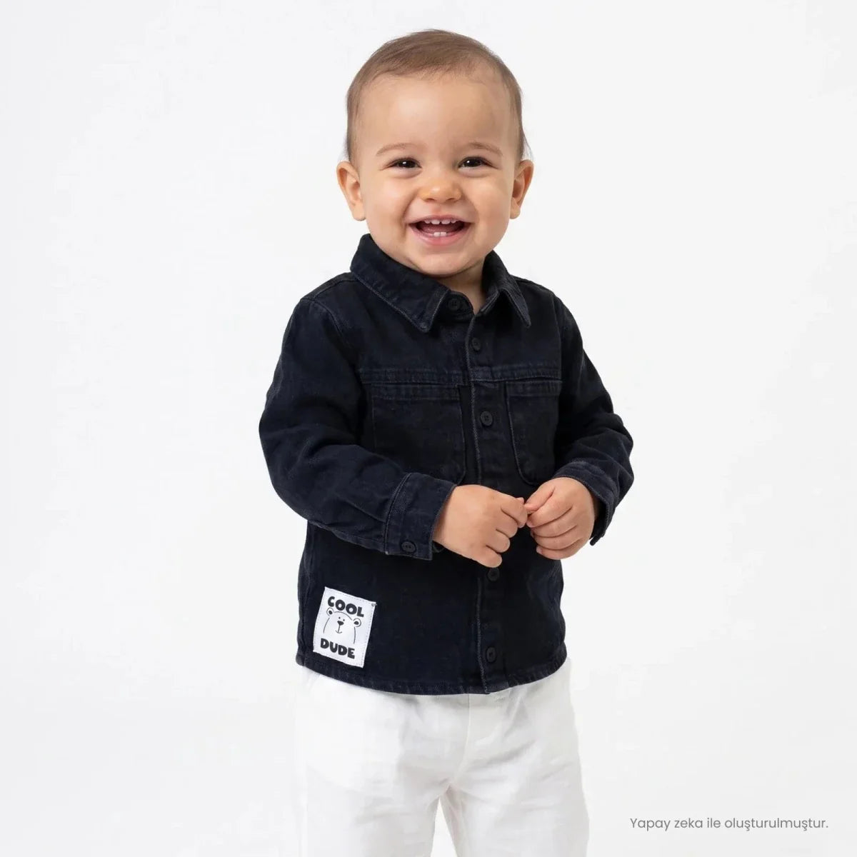 HelloBaby Long Sleeve Denim Baby Shirt (6-9 Months to 2-3 Years) - Black
