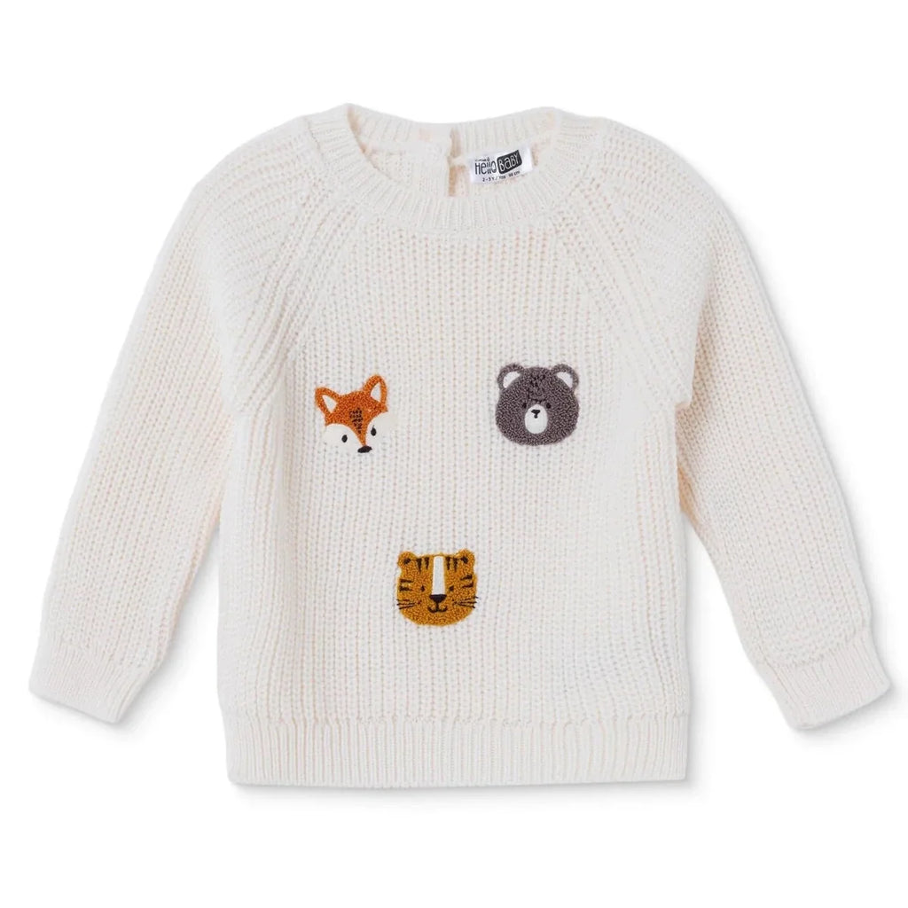 HelloBaby Animal Motif Knitted Baby Jumper (9-12 Months to 3-4 Years) - Ecru