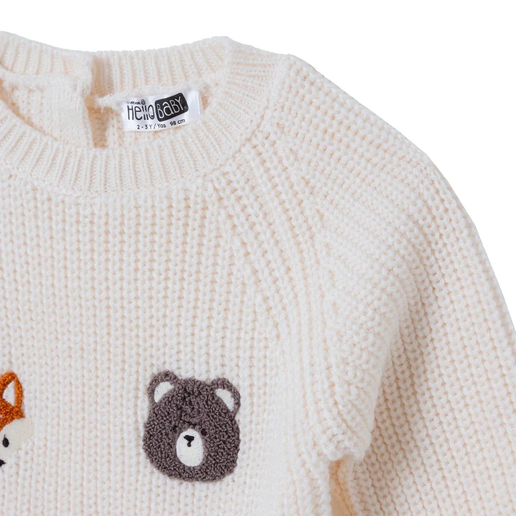 HelloBaby Animal Motif Knitted Baby Jumper (9-12 Months to 3-4 Years) - Ecru