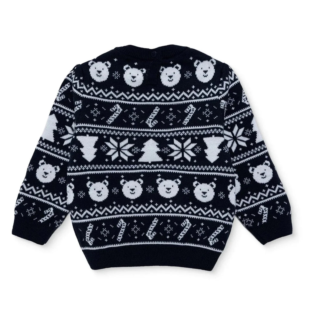 HelloBaby Christmas Motif Buttoned Knitted Baby Jumper (9-12 Months to 3-4 Years) - Navy Blue