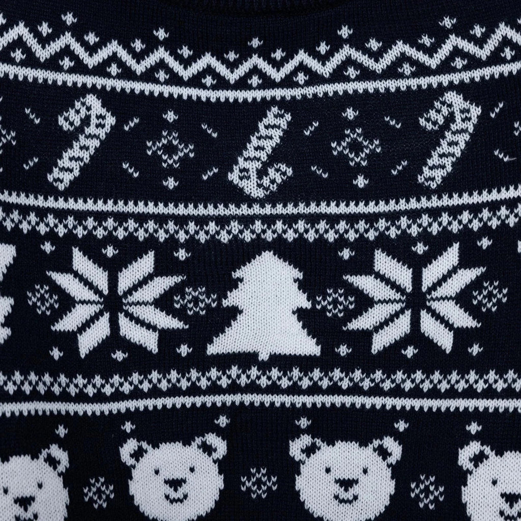 HelloBaby Christmas Motif Buttoned Knitted Baby Jumper (9-12 Months to 3-4 Years) - Navy Blue