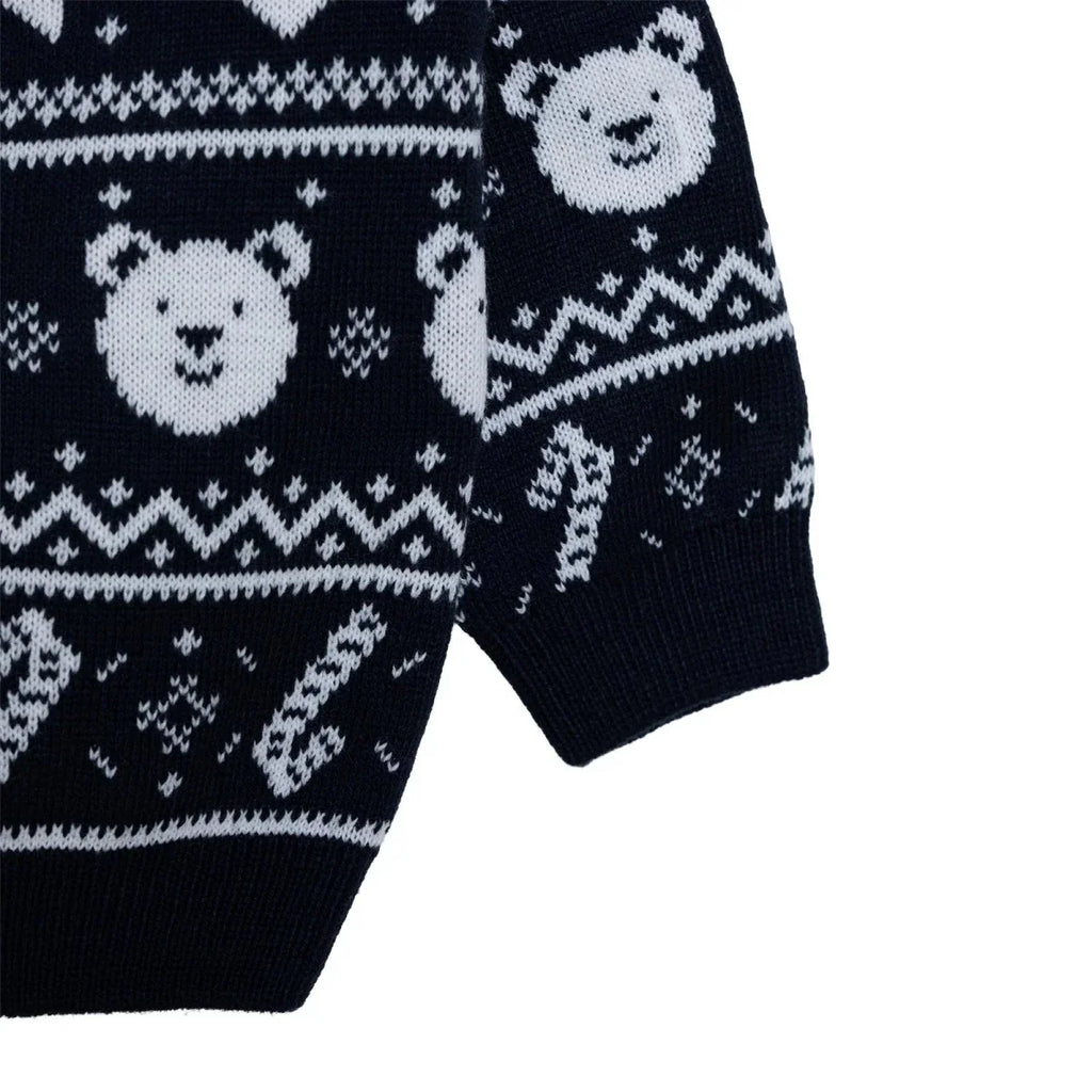 HelloBaby Christmas Motif Buttoned Knitted Baby Jumper (9-12 Months to 3-4 Years) - Navy Blue