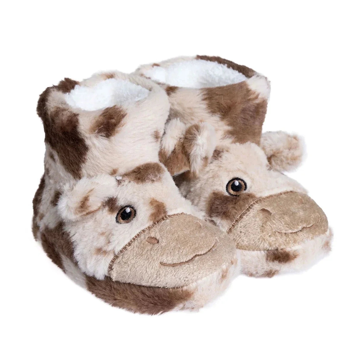 HelloBaby Cow Embroidered Soft Fleece Baby Slippers (UK 5 to 8.5) - Ecru