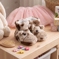 HelloBaby Cow Embroidered Soft Fleece Baby Slippers (UK 5 to 8.5) - Ecru