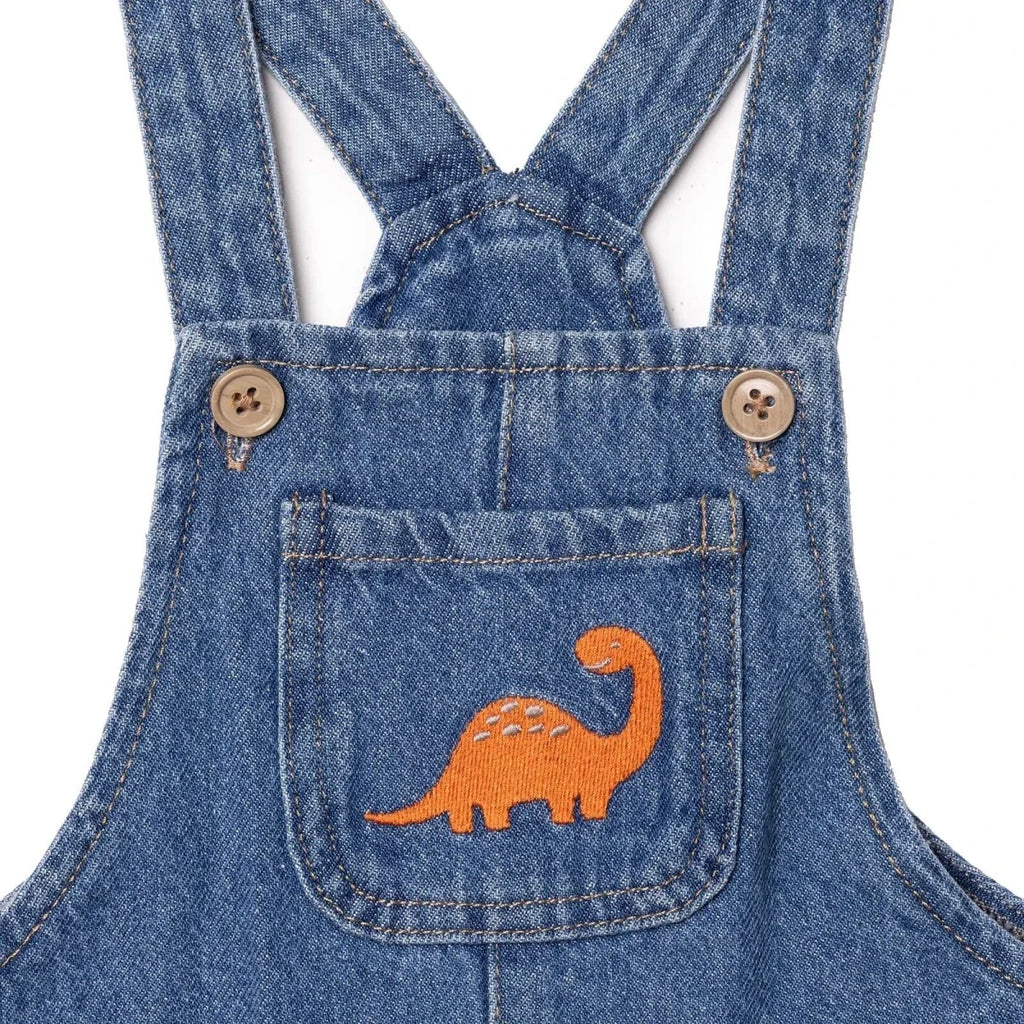 HelloBaby Dinosaur Print Denim Baby Dungarees (3-6 Months to 3-4 Years) - Blue