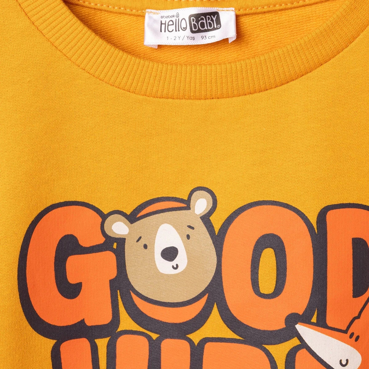 HelloBaby "Good Vibe" Slogan Brushed Loopback Baby Sweatshirt (3-6 Months to 4-5 Years) - Yellow