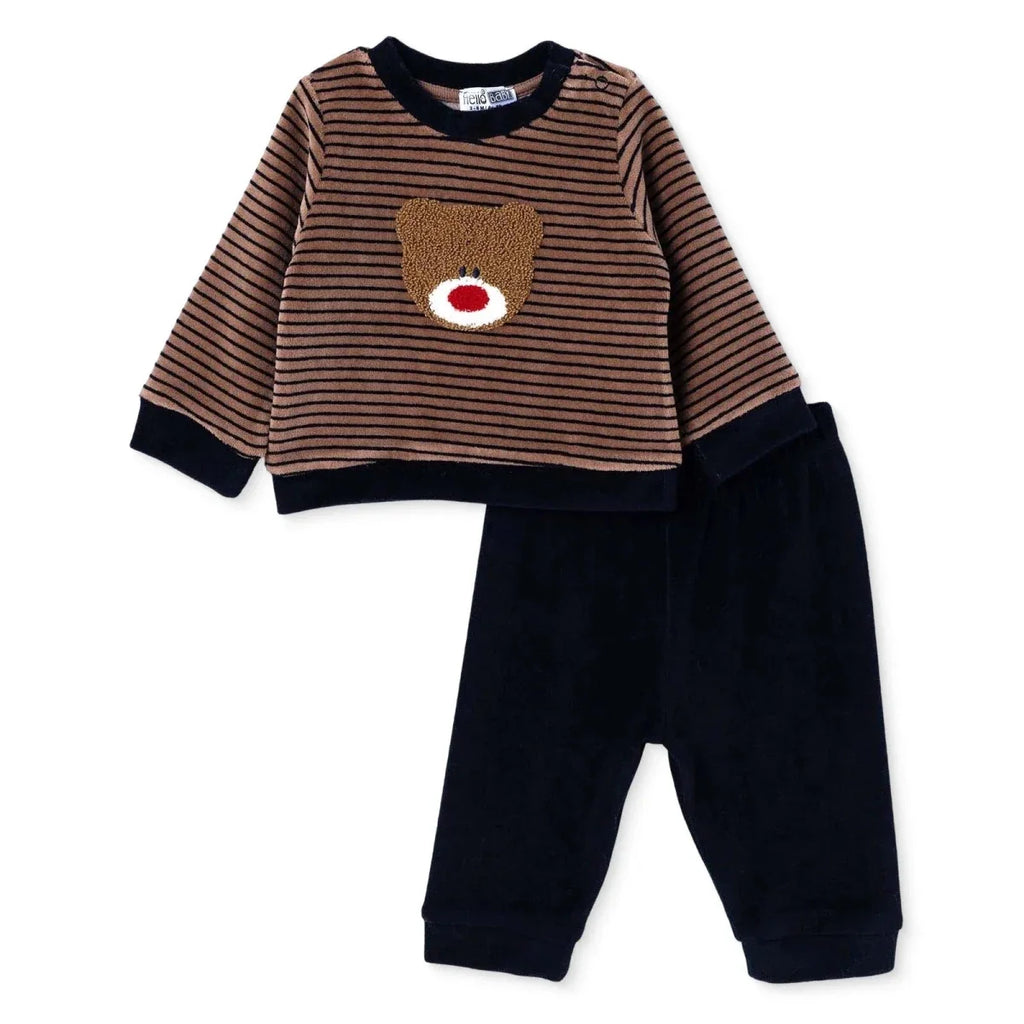 HelloBaby Velour Baby Sweatshirt & Leggings Set (1-3 Months to 12 Months) - Navy Blue
