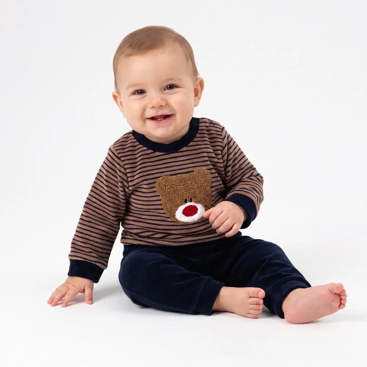 HelloBaby Velour Baby Sweatshirt & Leggings Set (1-3 Months to 12 Months) - Navy Blue