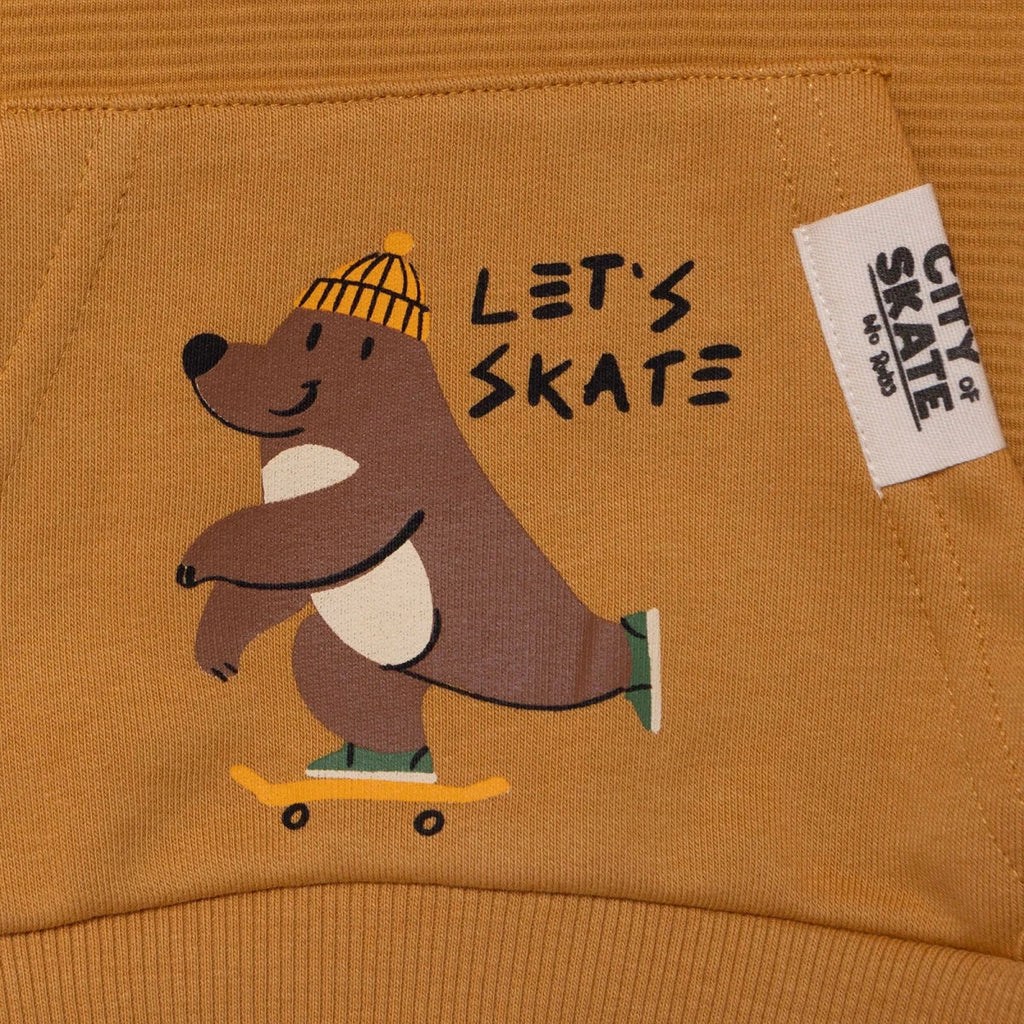 HelloBaby Bear Print Thick Hooded Baby Sweatshirt & Joggers Set (6-9 Months to 4-5 Years) - Mustard