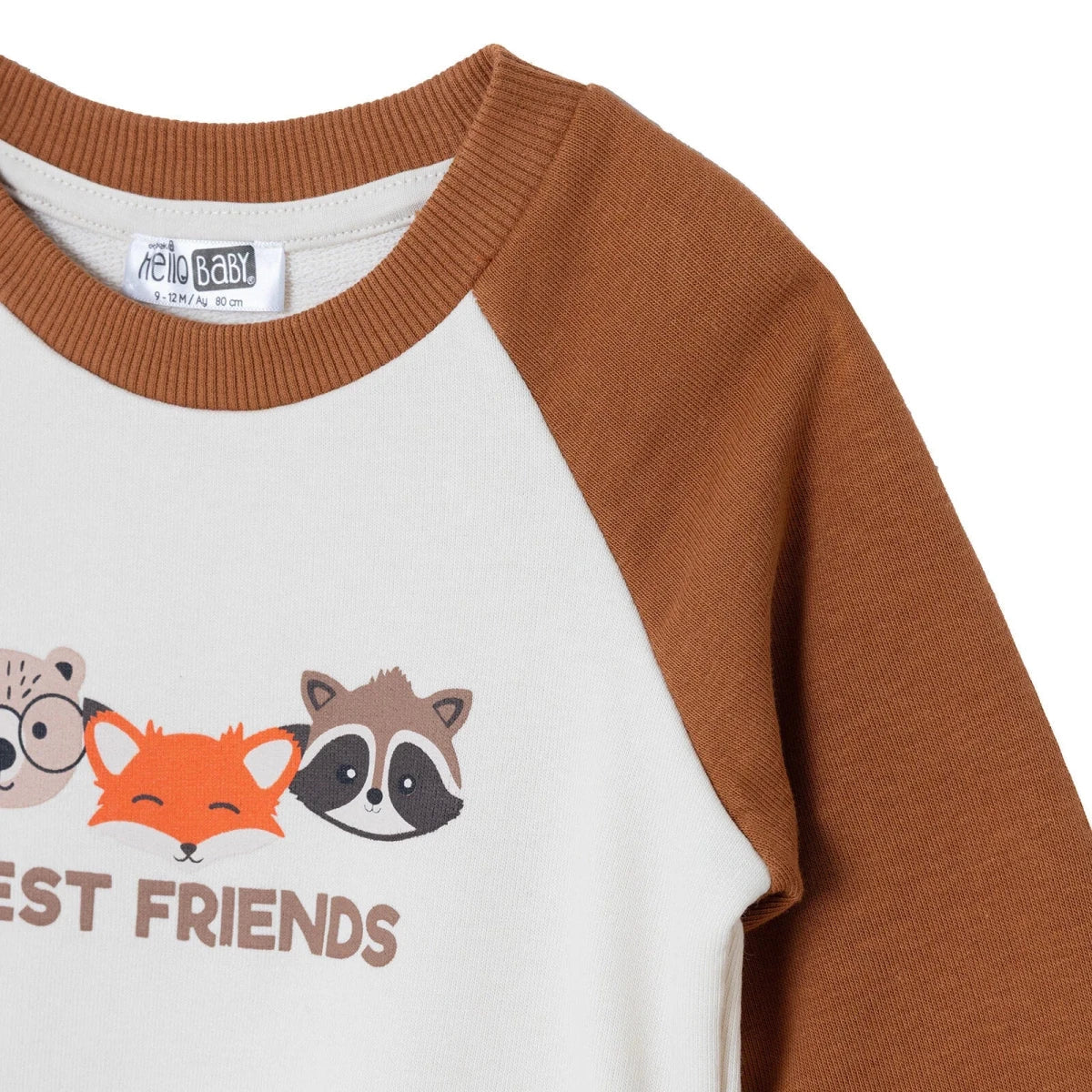 HelloBaby Animal Print Baby Sweatshirt & Joggers Set (6-9 Months to 4-5 Years) - Light Brown