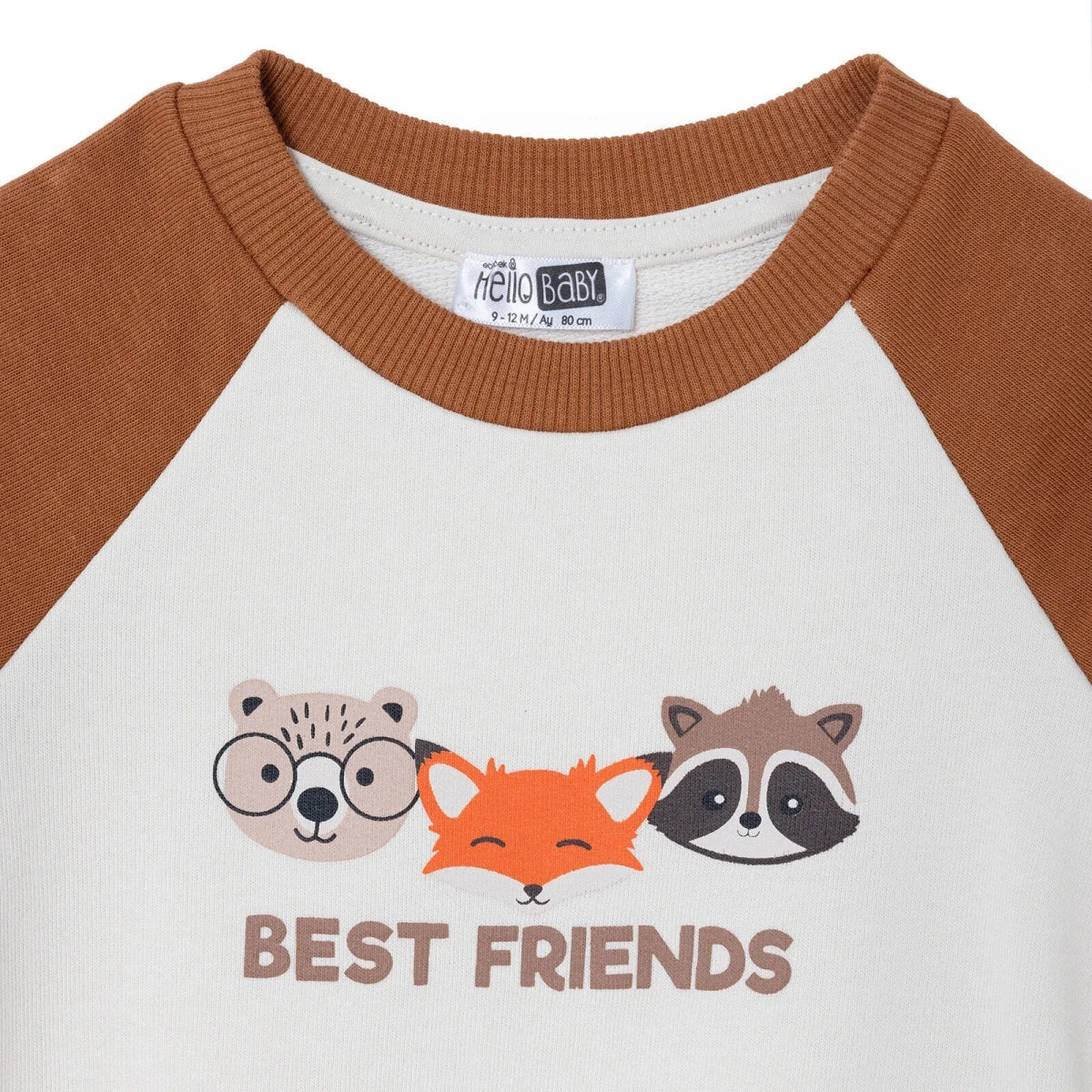 HelloBaby Animal Print Baby Sweatshirt & Joggers Set (6-9 Months to 4-5 Years) - Light Brown