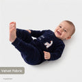 HelloBaby Dinosaur Print Footless Velour Baby Sleepsuit (Newborn to 6-9 Months) - Navy Blue