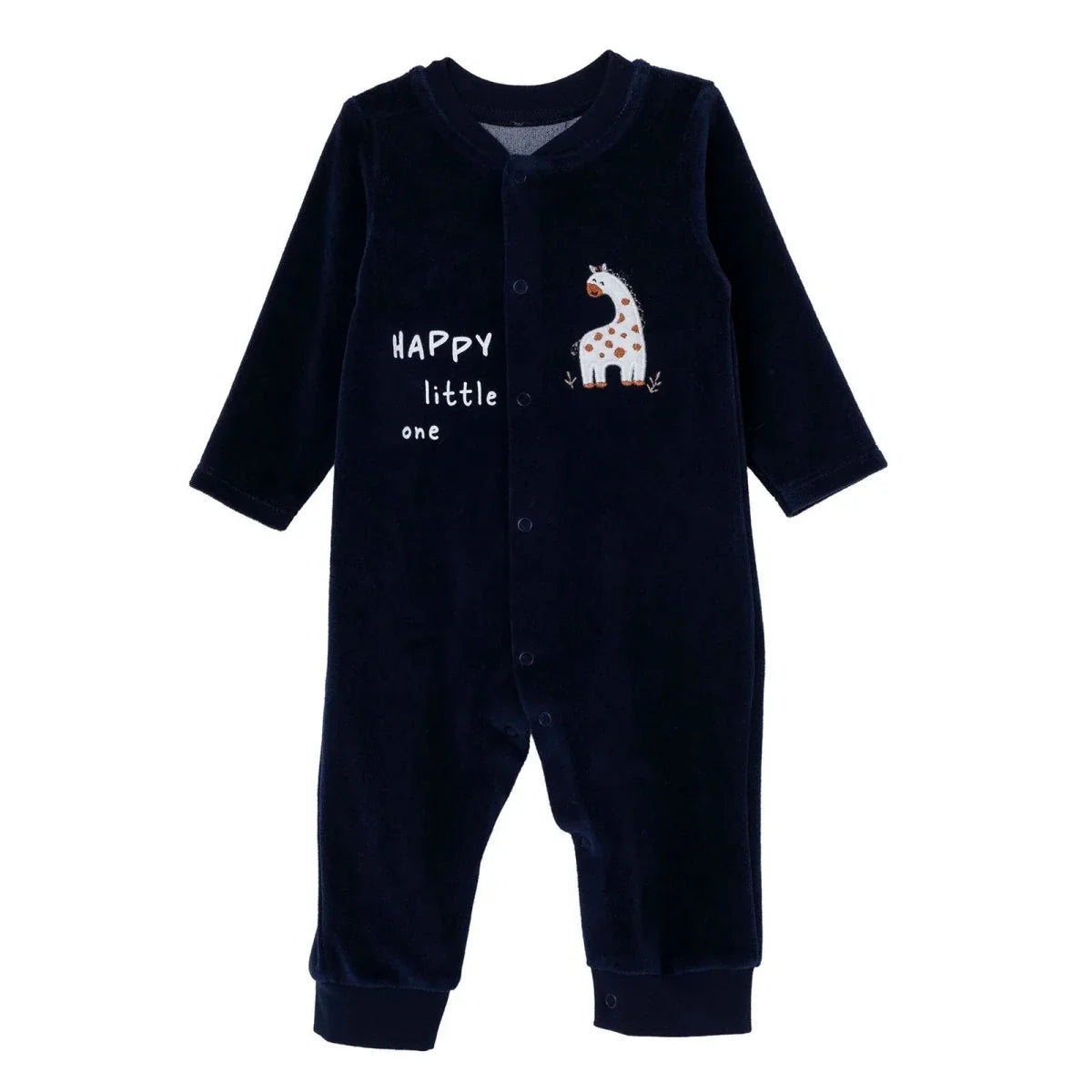 HelloBaby Dinosaur Print Footless Velour Baby Sleepsuit (Newborn to 6-9 Months) - Navy Blue