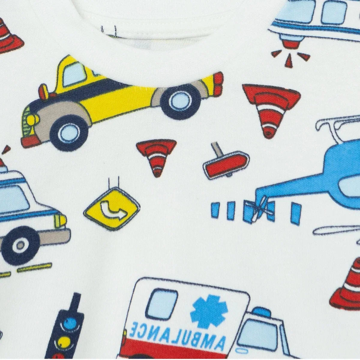 HelloBaby Vehicle Print Interlock Baby Pyjama Set (3-6 Months to 3-4 Years) - Ecru