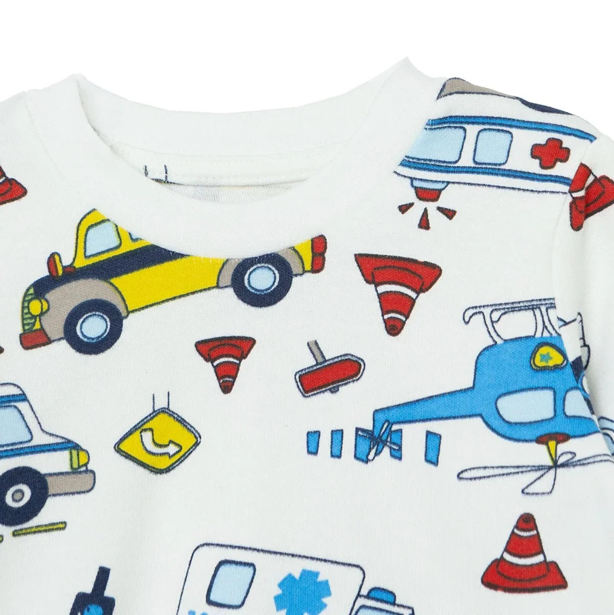 HelloBaby Vehicle Print Interlock Baby Pyjama Set (3-6 Months to 3-4 Years) - Ecru