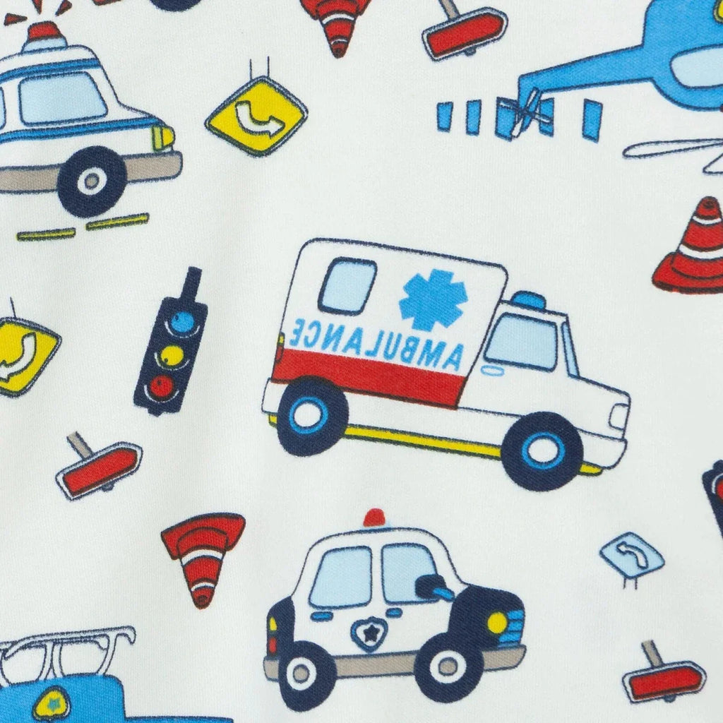 HelloBaby Vehicle Print Interlock Baby Pyjama Set (3-6 Months to 3-4 Years) - Ecru